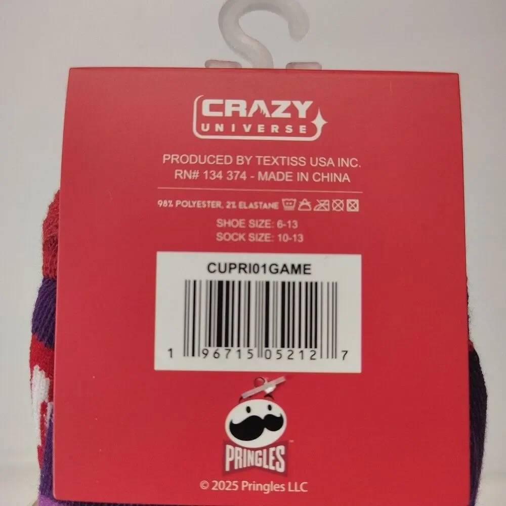 Pringles Chips Snacks Novelty 3 Pair Crew Socks Adult Men Size 6-12 NWT